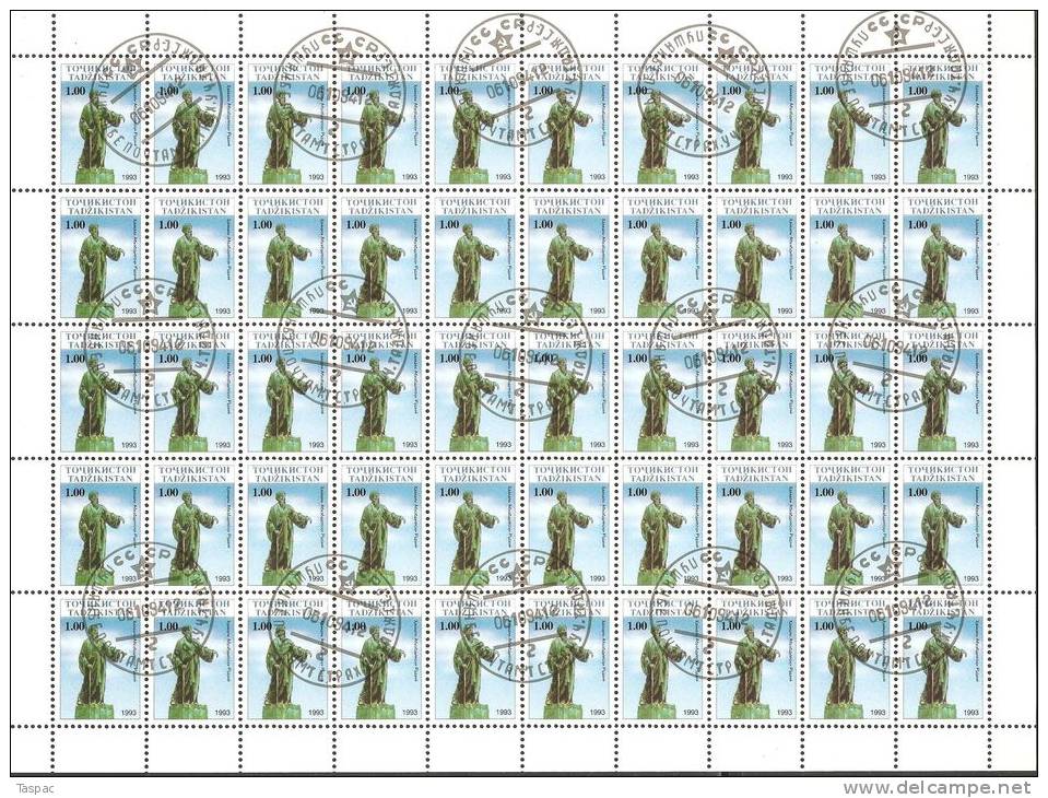 Tajikistan 1993 Mi# 15-21 Used - Sheets Of 30 And 50 - Independence - Tadschikistan