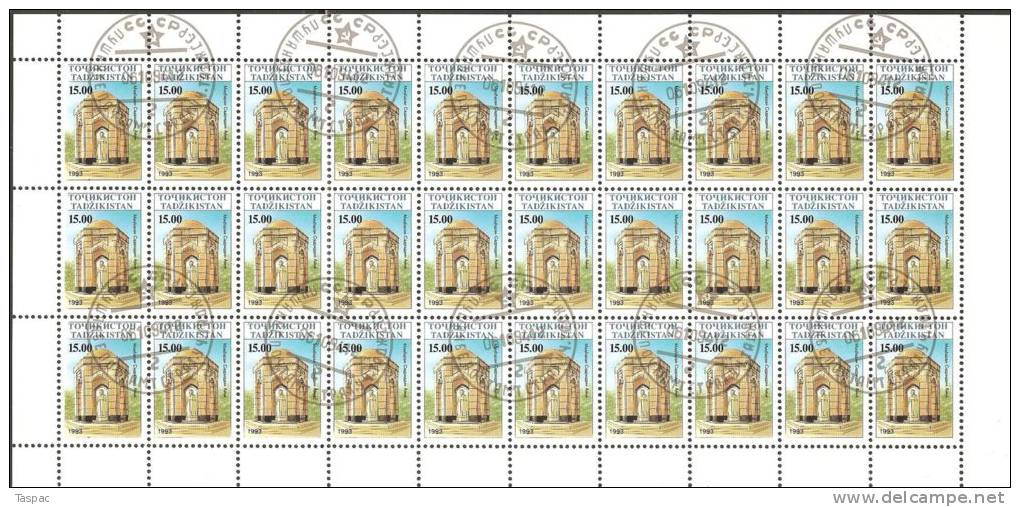 Tajikistan 1993 Mi# 15-21 Used - Sheets Of 30 And 50 - Independence - Tadschikistan
