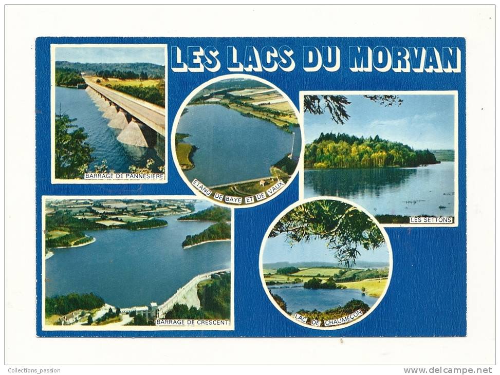 Cp, Bourgogne, Les Lacs Du Morvan, Multi-Vues - Bourgogne