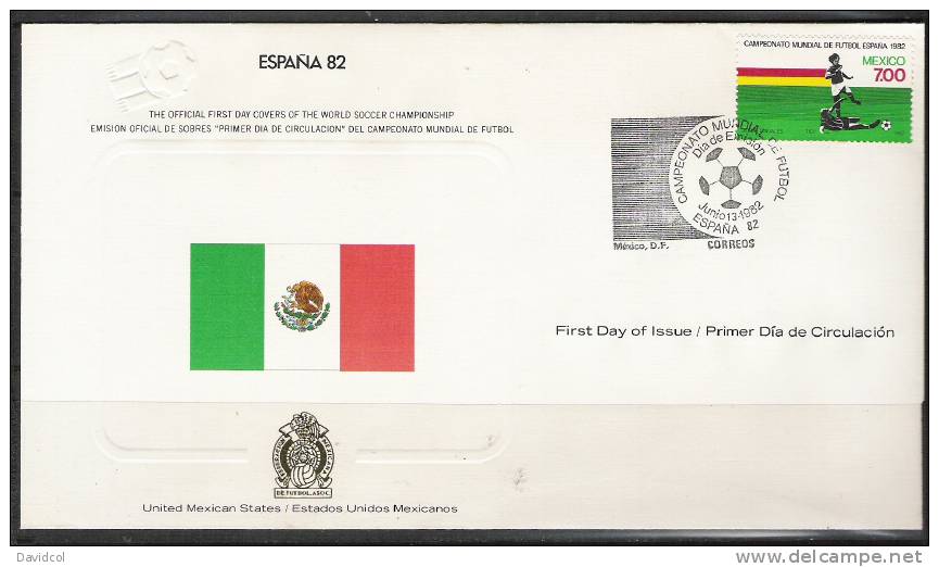 SA041-WORLD CUP SPAIN`82 - OFFICIAL F.D.C. .-.  MEXICO  STAMP . FOOTBALL / SOCCER / FUTBOL / - 1982 – Spain