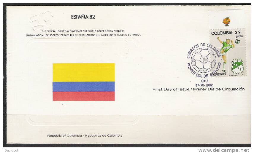 SA038-WORLD CUP SPAIN`82 - OFFICIAL F.D.C. .-.  COLOMBIA  STAMP . FOOTBALL / SOCCER / FUTBOL / - 1982 – Spain