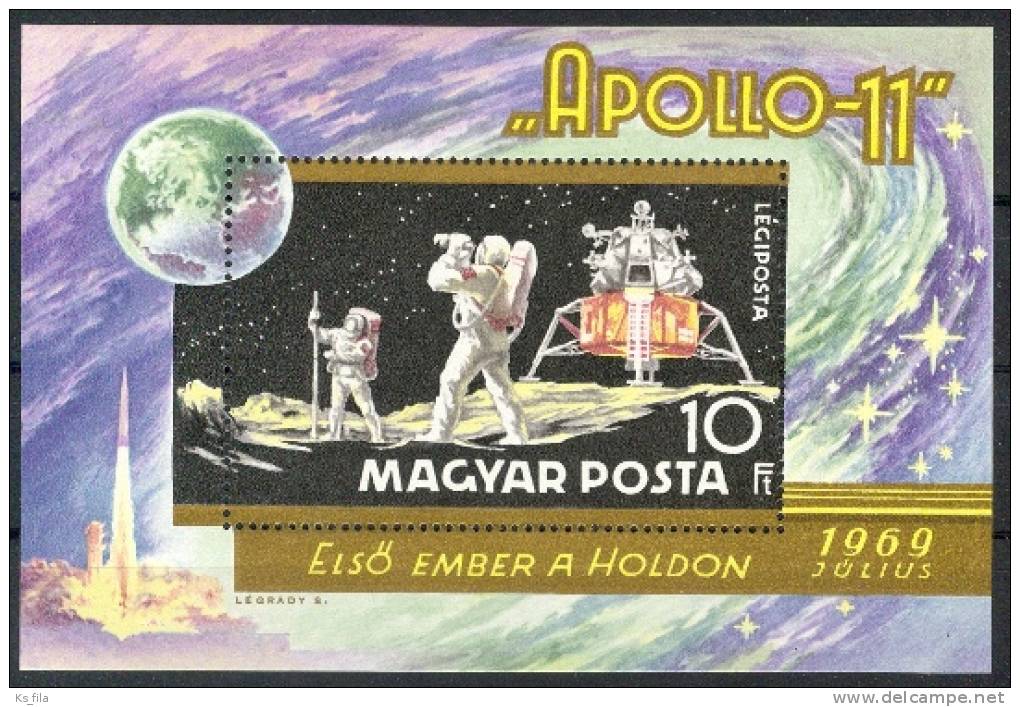 HUNGARY - 1969. AIR. First Man On The Moon S/S-MNH - Blocks & Kleinbögen