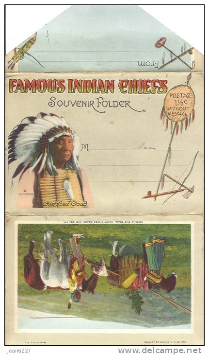 Famous Indian Chiefs - Souvenir Folder - 20 Views - Indiens D'Amérique Du Nord