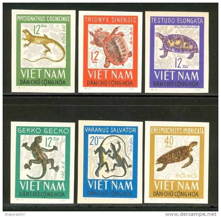 1966 Vietnam Del Nord Fauna Rettili Reptiles Set Imperforate MNH**B244 - Schildkröten