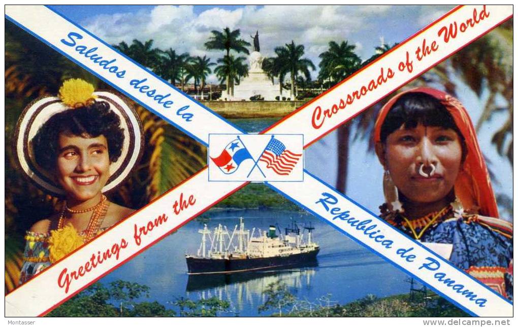 GREETING FROM THE CROSSROADS OF THE WORLD. Repubb. Di PANAMA. Posted 1958. - Panama