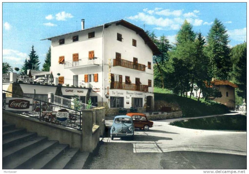BOLZANO. Passo Memdola. Bar TURISMO. FIAT Seicento. Vg. C/fr. Per RIVE D'ARCANO 1966. - Bolzano