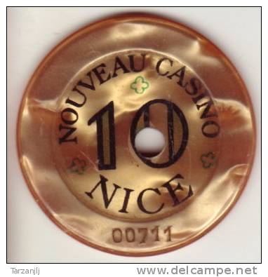 Ancien Jeton Backélite De 10 Francs Nouveau Casino De Nice (Alpes Maritimes 06) - Casino