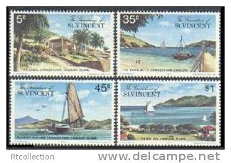 Saint Vincent Grenadines 1977 Canoan Island Geography Clinic Town Jetty Boat Ship Grand Bay Birds MNH Michel 128-131 - St.-Vincent En De Grenadines