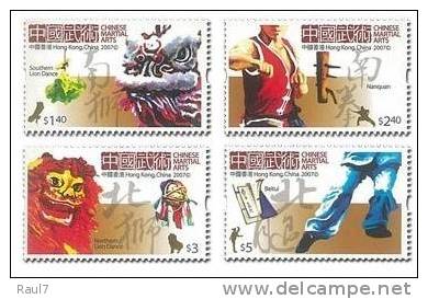 HONG KONG 2007 ARTS MARTIAUX CHINOIS  Série De 4V NEUFS ** - Unused Stamps