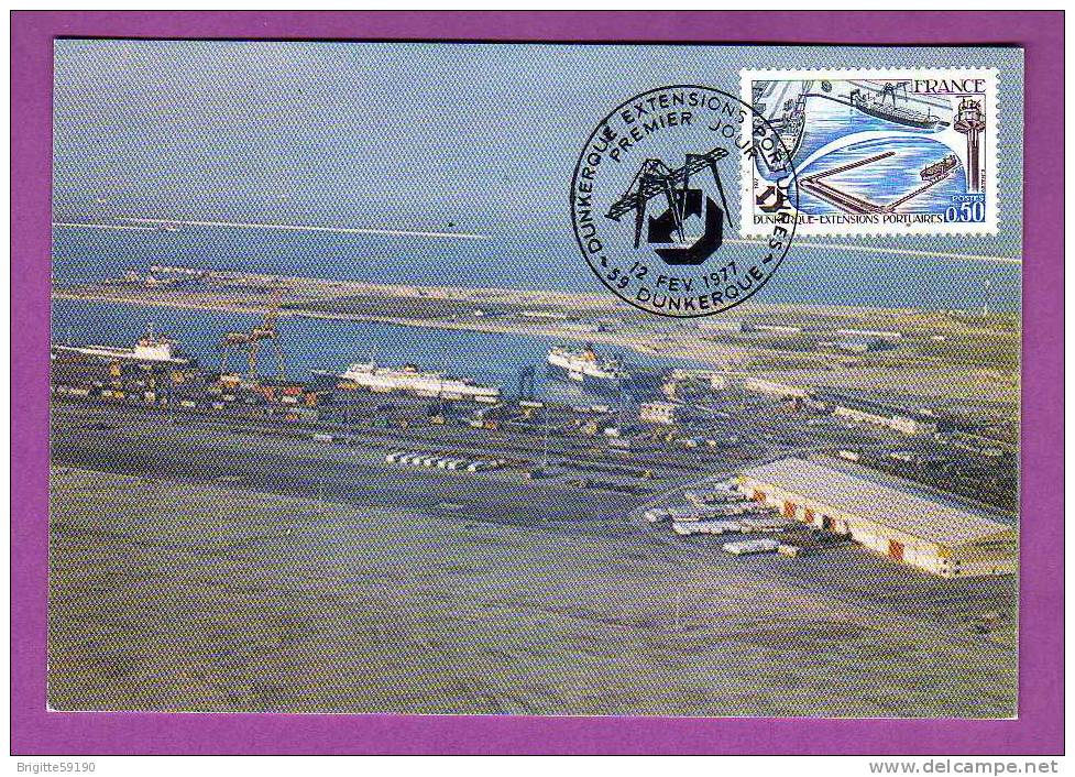 CARTE POSTALE PREMIER JOUR - 59 -  DUNKERQUE -  EXTENSIONS PORTUAIRES FEVRIER 1977 - Code Postal