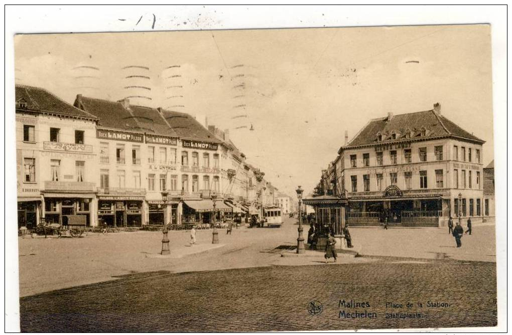 Mechelen - Statieplaats - Geanimeerd - Tram - Gestuurd Naar Mechelen - Uitg. E. Thill, Brussel Reeks 21 Nr 28 - Mechelen