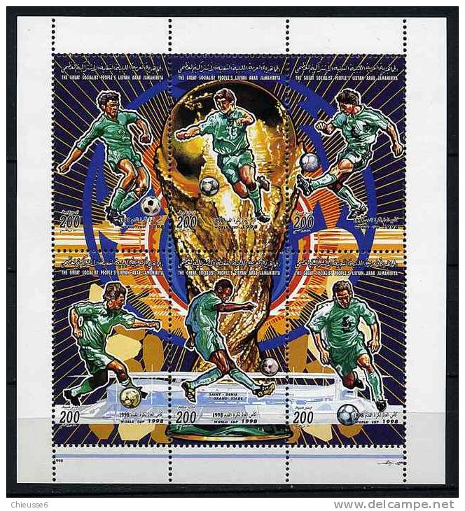 Libye ** N° 2132 à 2137 En Feuillet - "France 98" Coupe Du Monde De Foot - Lesotho (1966-...)