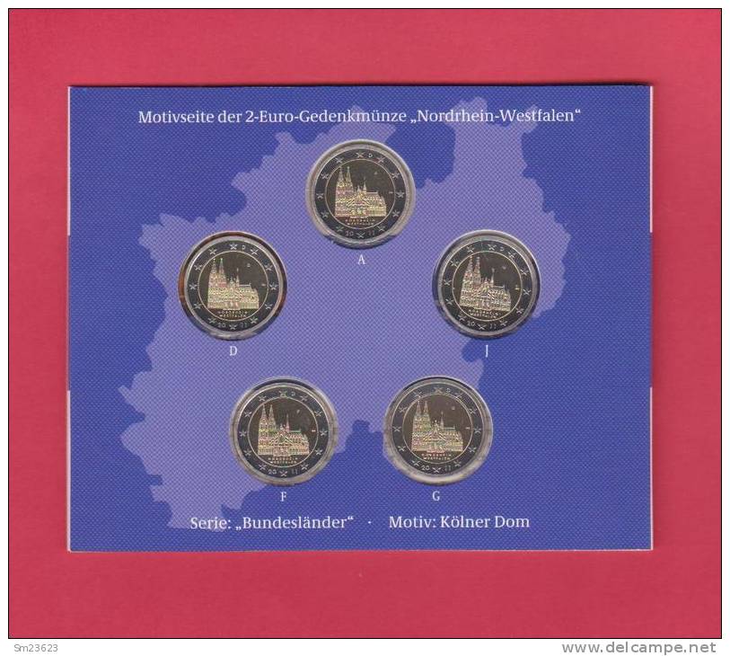 BRD - 2 Euro - Gedenkmünzenset 2011 - Serie "Bundesländer - Kölner Dom - Spiegelglanz - Proof - SS - Allemagne