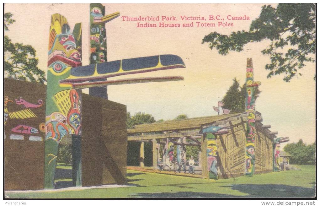 CPA - (Canada) Victoria - Thunderbird Park, Indian Houses And Totem Poles (obl.) - Victoria