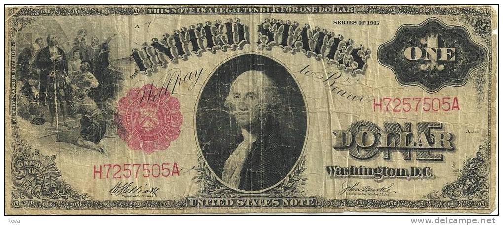 USA  UNITED STATES $1 RED SEAL SERIES 1917 ACT OF MARCH 1863 AF P187 READ DESCRIPTION CAREFULLY !!! - United States Notes (1862-1923)