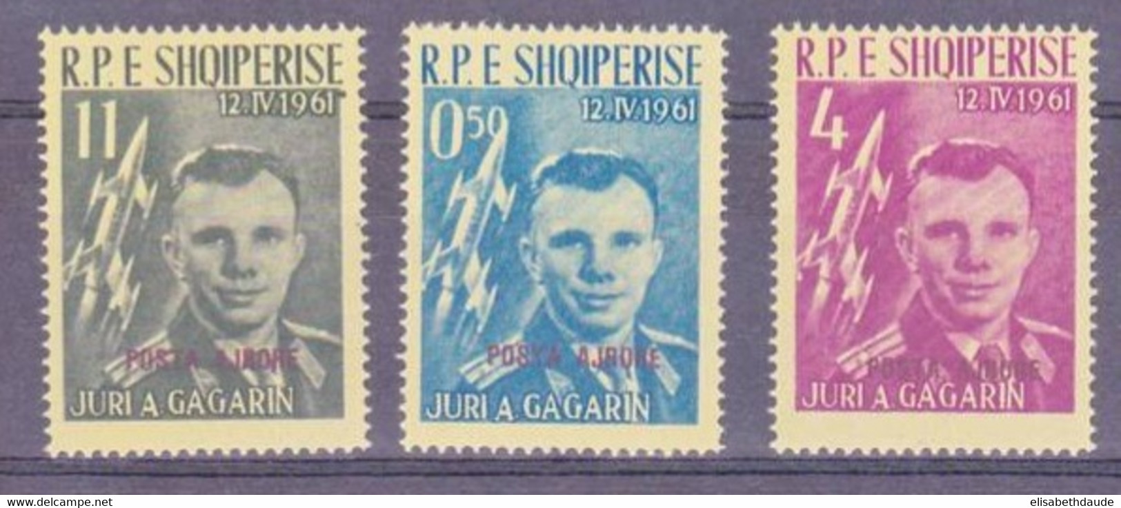 ALBANIE - 1961 - POSTE AERIENNE - YVERT N° 57/59 A ** MNH - COTE = 135 EUR. - COSMOS : GAGARINE - Albania