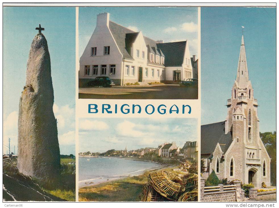 29 - Brignogan - La Mairie Moderne - La Plage Du Bourg - Le Menhir Men Marz - Editeur: Jos N° 2988 - Brignogan-Plage