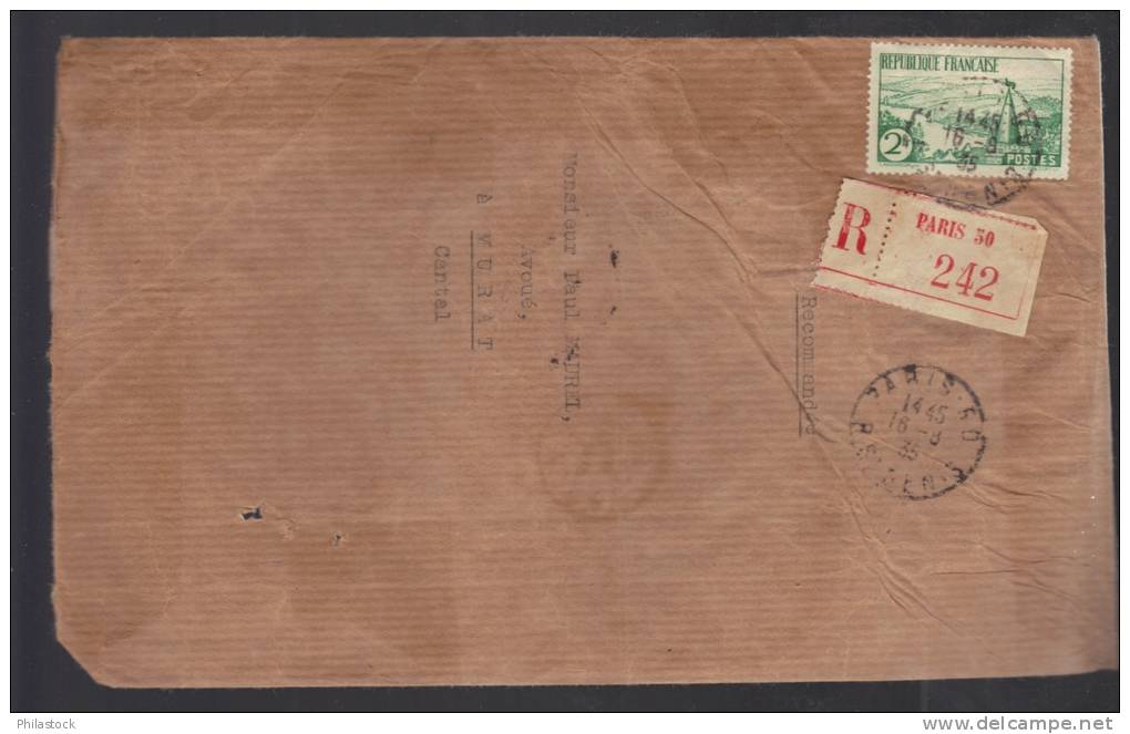 FRANCE 1935 N° 301 Obl. S/lettre Entiére Recommandée - Lettres & Documents