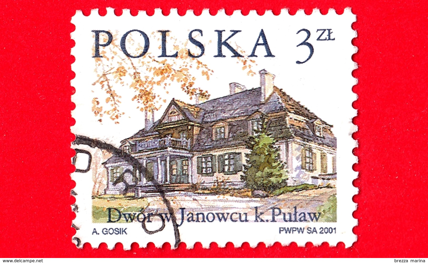 POLONIA - POLSKA - Usato - 2001 - Case Di Campagna - Architettura - Dwor W JANOWCUU K. PULAW - 3 Zl. - Usados