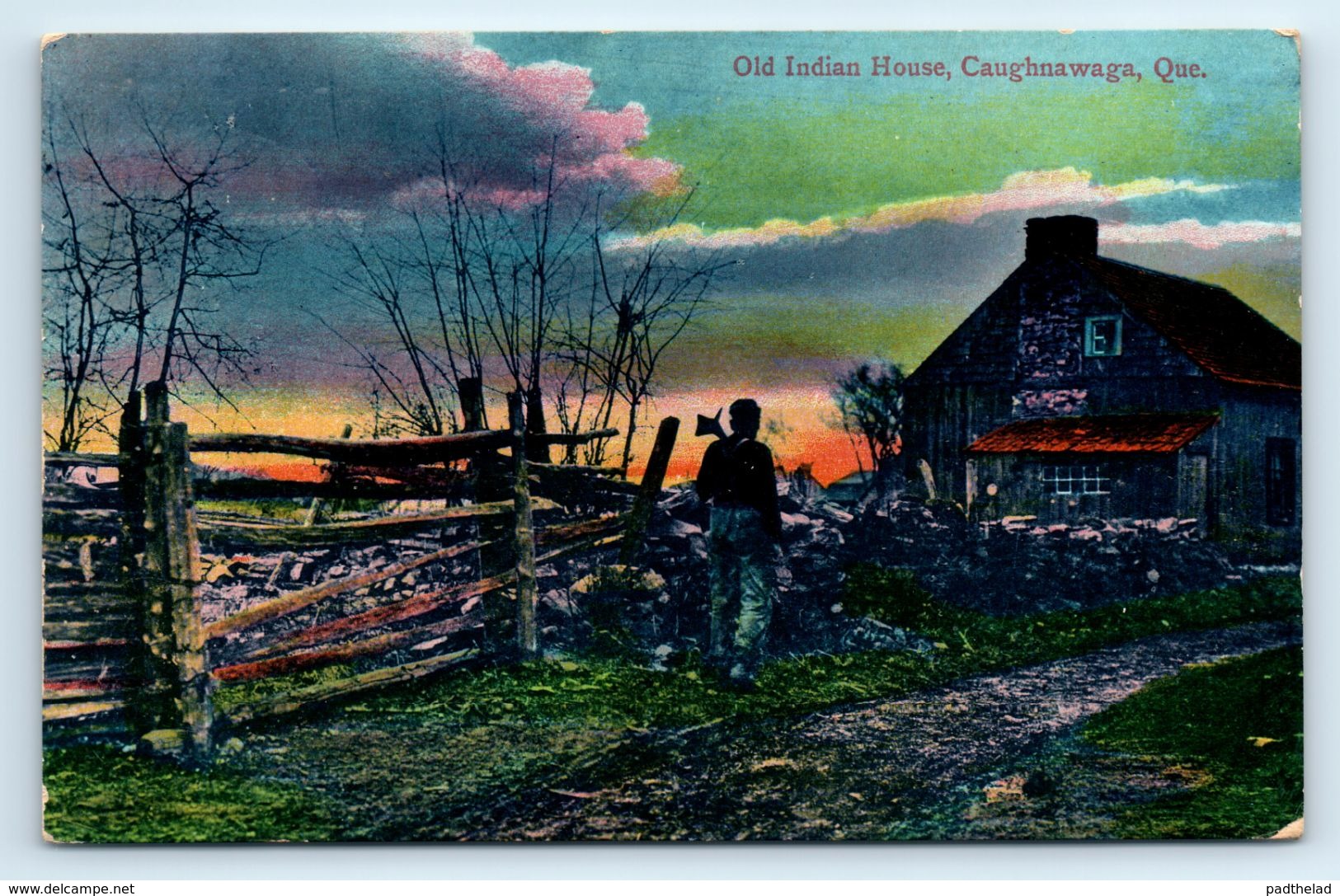 POSTCARD Caughnawaga CANADA QUEBEC Kahnawake Mohawk Territory  OLD INDIAN HOUSE 1909 - Autres & Non Classés