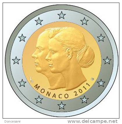 ** RARE 2 EUROS COMMEMORATIVE  MONACO 2011 " MARIAGE "    ** - Monaco