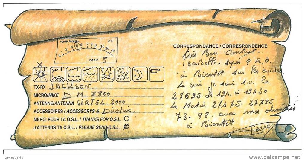 QSL . EXPE D.X. SPECIALE CALYPSO DEC 1997 . CHARLY PAPA - CB