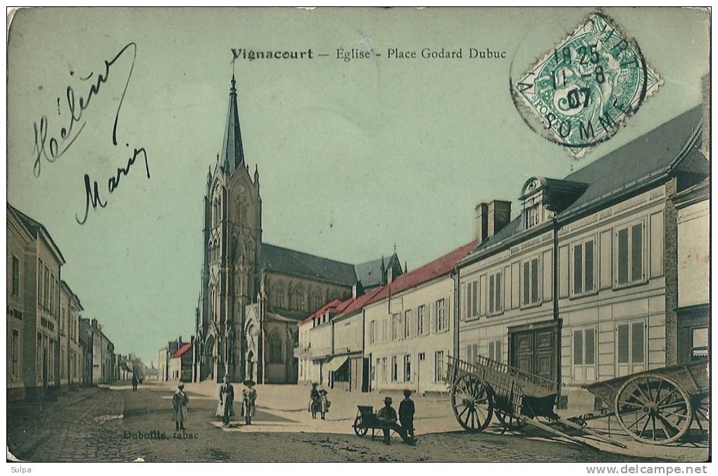 Vignacourt. - Eglise - Place Godard Dubuc, Animation, Charrettes - Vignacourt