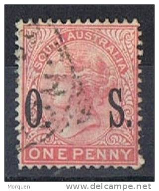 Sello 1 P. Rojo Service AUSTRALIA Del SUR 1901. Sobrecarga O.S.  Yvert Num 38 º - Used Stamps
