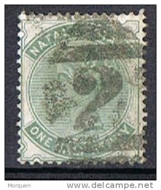 Sello 1/2 P. Verde NATAL 1882, Fil CA, Grill 2, Yvert Num 43 º - Natal (1857-1909)