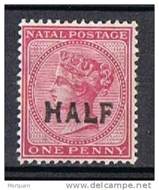 Sello 1 P. Rojo NATAL 1895, Sobrecarga HALF,  Yvert Num 56 * - Natal (1857-1909)