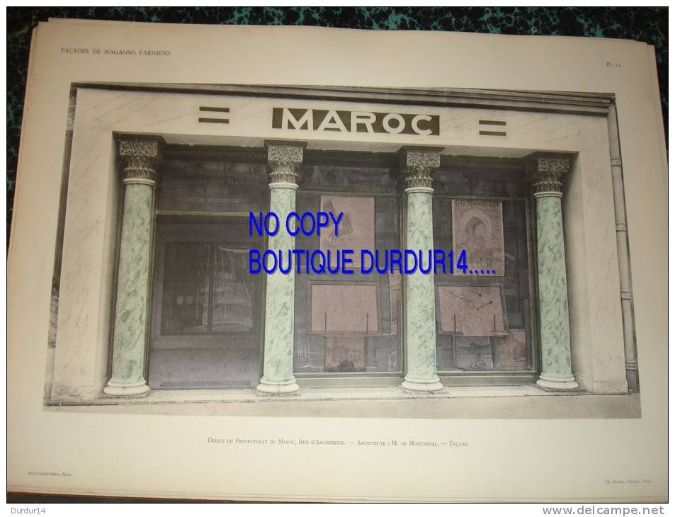 MAGASIN De Paris - 1er Arrondissement - OFFICE DU PROTECTORAT DU MAROC - Rue D´Argenteuil -  (2 PLANCHES ) - Andere Pläne