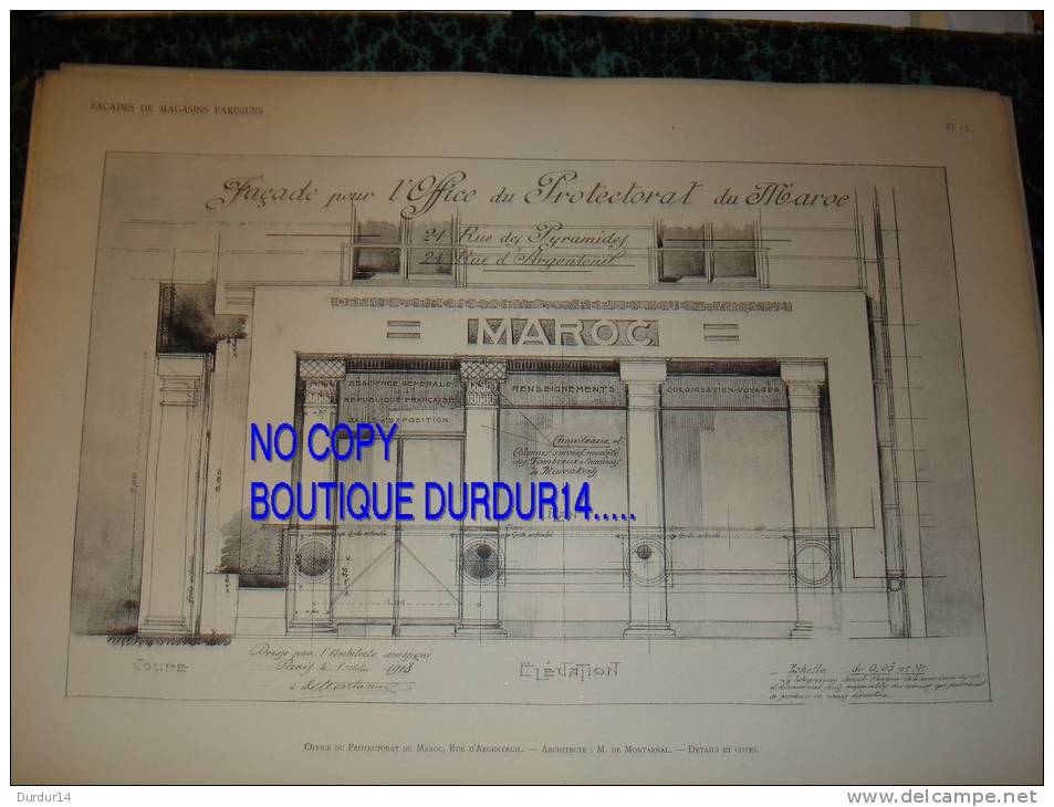 MAGASIN De Paris - 1er Arrondissement - OFFICE DU PROTECTORAT DU MAROC - Rue D´Argenteuil -  (2 PLANCHES ) - Andere Plannen