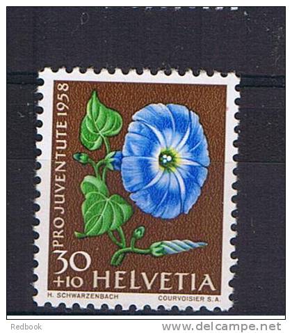 RB 827 - Switzerland 1958 Pro Juventute - 30c + 10c Morning Glory - MNH Stamp SG J175 - Flower Theme - Unused Stamps