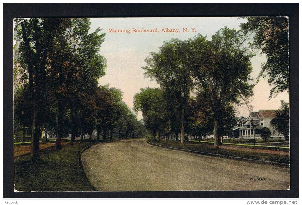 RB 827 - Early Postcard Manning Boulevard &amp; Houses Albany New York USA - Albany