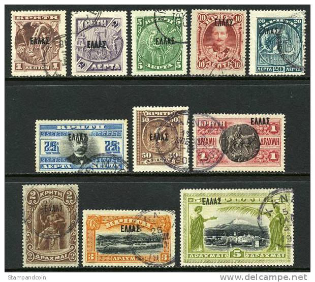 Crete #85-95 Used Overprinted Set 1908 - Creta