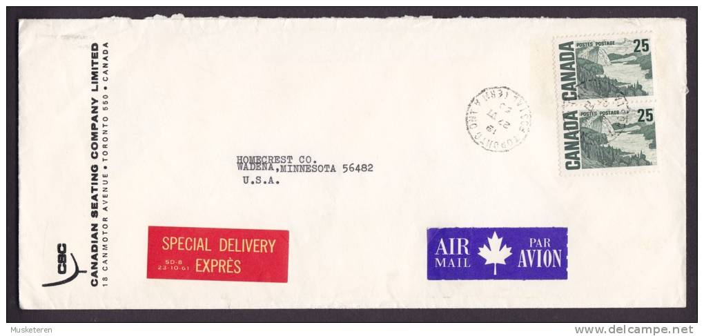 Canada CSC, SPECIAL DELIVERY EXPRÉS & Registered Recommandée Einschreiben Label Cover 1950 WADENA USA - Covers & Documents