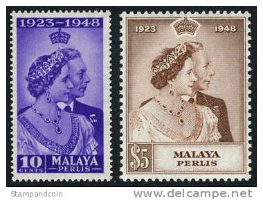 Perlis #1-2 Mint Never Hinged Silver Wedding Issue From 1948 - Perlis