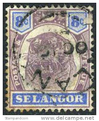 Selangor #31 Used 8c Tiger From 1895 - Selangor