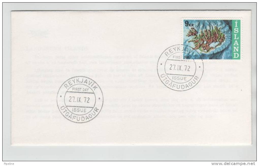 Iceland FDC 27-9-1972 The Continental Shelf - FDC