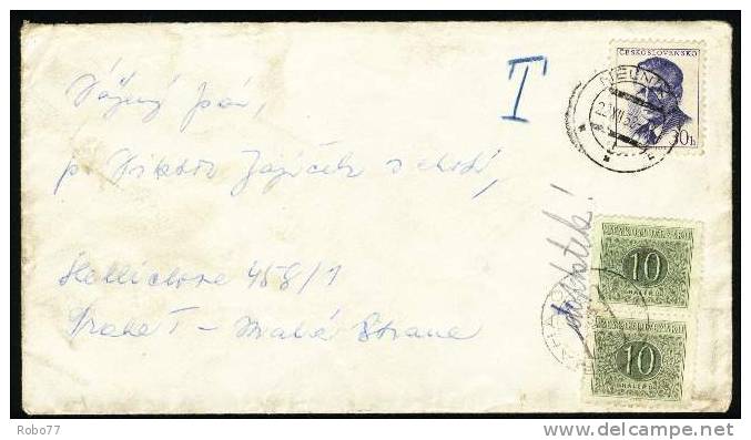 1958 Czechoslovakia Cover With Postage Due Stamps. Melnik 22.XII.58. (B05002) - Postage Due