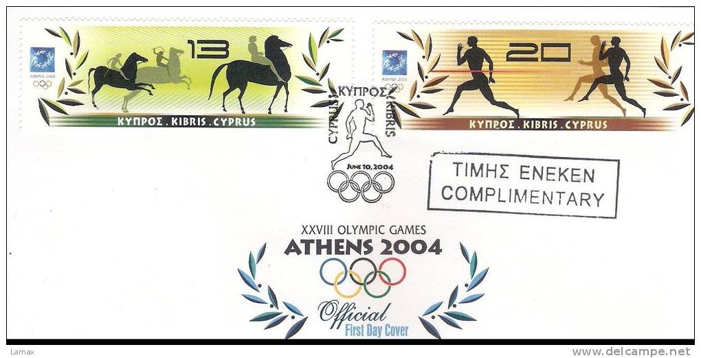 CYPRUS - 2004 ATHENS OLYMPICS - COVER (HORSE, ) SPECIAL POSTMARK -CACHET -COMPLIMENTARY - Briefe U. Dokumente