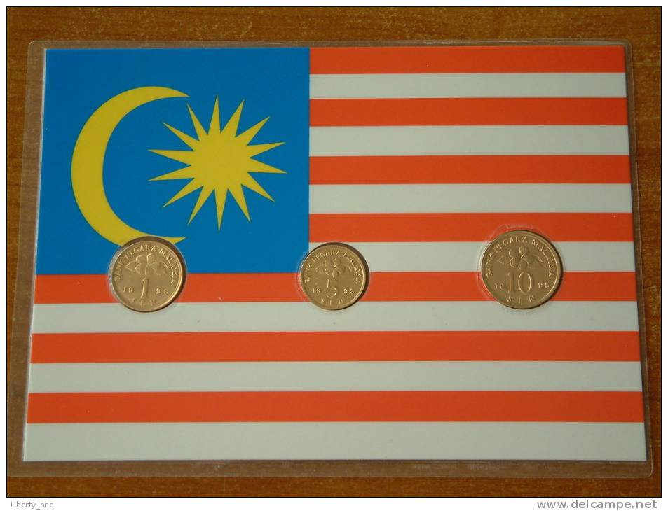 1 Sen 1996 - 5 & 10 Sen 1995 / Real Coins Gold Plated - Verguld - Doré ( For Grade, See Photo ) ! - Malaysia