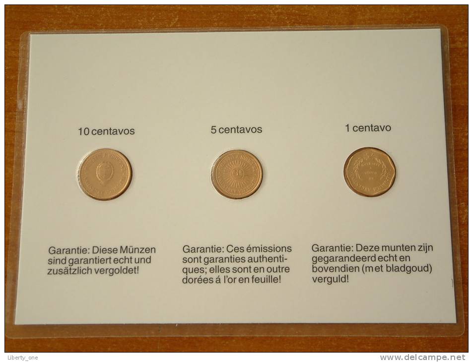 1, 5 & 10 Centavos 1992 / Real Coins Gold Plated - Verguld - Doré ( For Grade, See Photo ) ! - Argentine