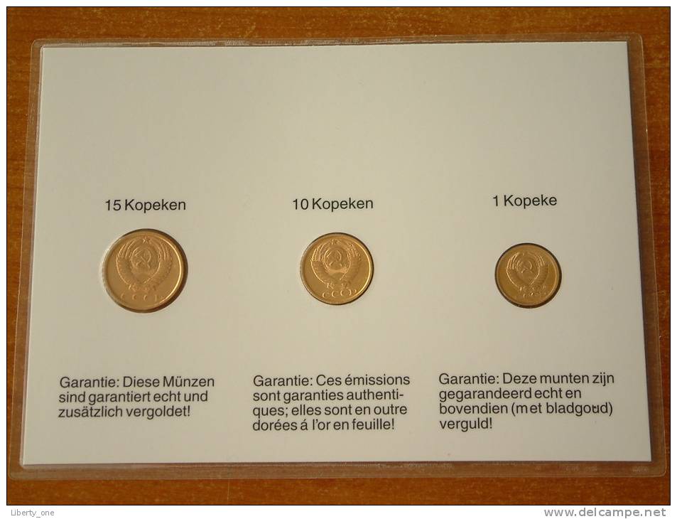 1 Kopek 1991, 10 Kopek 1982 & 15 Kopek 1981 / Real Coins Gold Plated - Verguld - Doré ( For Grade, See Photo ) ! - Russie