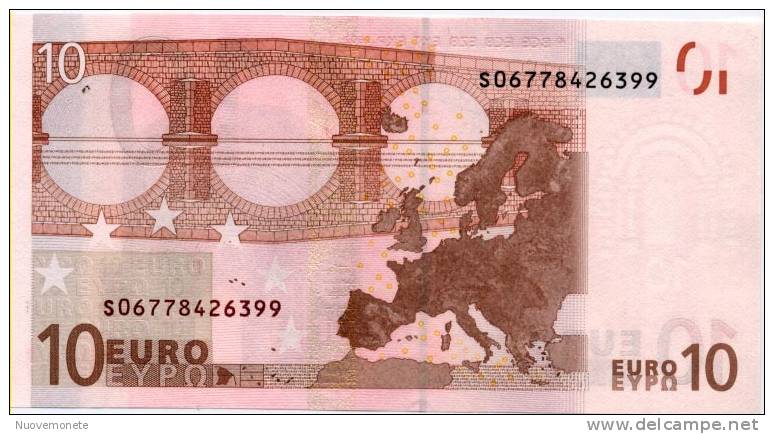 EURONOTES BANCONOTA BILLET DA 10 EURO S ITALIA J007.. TRICHET UNC FDS - 10 Euro