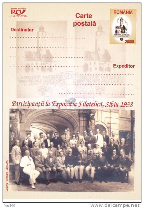 PARTICIPANTS SIBIU Philatelic Exhibition 1938,STATIONERY CARD ENTIER POSTAL  2004 UNUSED ROMANIA. - Andere & Zonder Classificatie