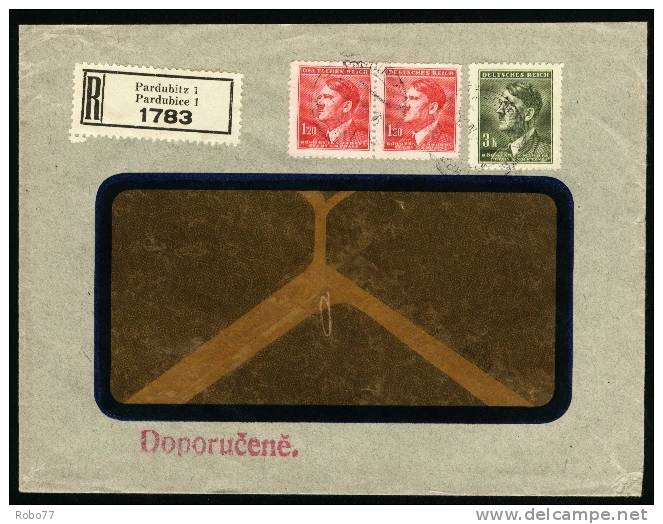 1943 Bohemia &amp; Moravia Registered Letter, Cover. (D03070) - Lettres & Documents