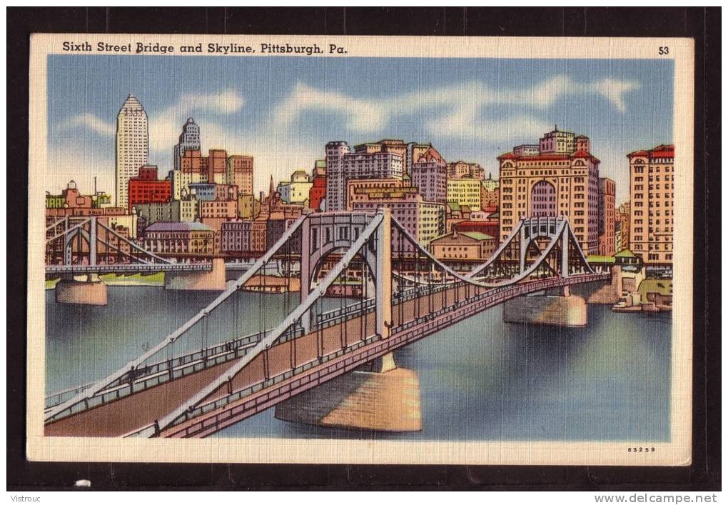 Sixth Streeet Bridge And Skyline - PITTSBURGH - Circulated - Circulé - Gelaufen - 1949 - Pittsburgh