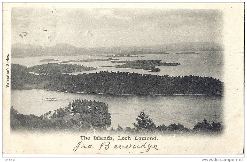 Cp ANGLETERRE The Islands , Loch Lomond  (  Rocher ) Cachet Timbre - Stirlingshire