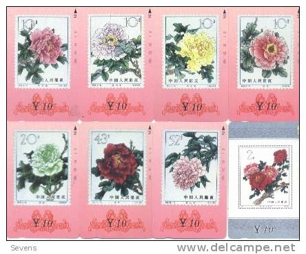 Tamura Cards From Gansu Province, Stamps Of  Peony Flower,set Of 16,mint,issued In 1994 - Francobolli & Monete